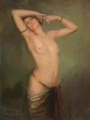 Odaliske by Gustav Rienäcker, oil on canvas, sold Sep 2020