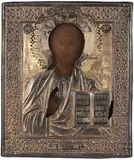 Russisch, 18./19.Jh by Christus Pantokrator mit Silberoklad, tempera, offered Sep 2020