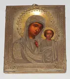 Russisch, um 1900 by Gottesmutter von Kasan mit Oklad, tempera, offered Sep 2020