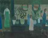 Le fleuriste", 1962 by Henry Roulet, oil on canvas, sold Sep 2020