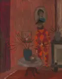 Arléquin à la cheminée", 1965 by Henry Roulet, oil on canvas, sold Sep 2020