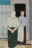 Komposition IX by Carl Roesch, oil on board, sold Sep 2020