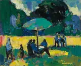 Jardin des Tuilleries", 1949 by Carl Walter Liner, oil on board, sold Sep 2020