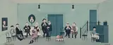 Welcome to the Club", 1990 by Maria Palatini, acrylic, offered Sep 2020