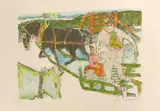 Schlittengefährt by Alois Carigiet, 1967, color lithograph, sold Sep 2020
