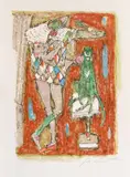 Harlekin mit Diavolo by Alois Carigiet, 1970, color lithograph, sold Sep 2020