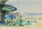 Place de la Concorde by Camille Hilaire, watercolor, offered Sep 2020