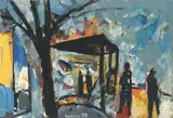 Figuren am Baum by Carl Walter Liner, 1950, gouache, sold Sep 2020
