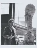 Giacometti an der Arbeit der Skulptur "La Grande Tête by Ernst Scheidegger, photograph, sold Sep 2020