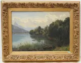 Blick auf Arth Goldau, mit dem Mythen im Hintergrund, 1890 by Wilhelm Bernhard Benteli, oil on canvas, sold Sep 2020