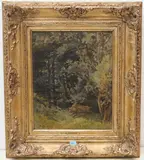Eber aus dem Unterholz hervorbrechend by Karl Bodmer, oil on canvas, sold Sep 2020