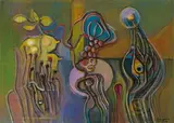 Ohne Titel, 1984 by Serge Brignoni, oil on canvas, offered Sep 2020