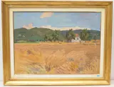 Les Blés couchés by Charles Louis Auguste Chinet, oil on canvas, sold Sep 2020