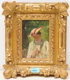 Junger Mann mit Pfeife by Adolphe Grison, oil on canvas, offered Sep 2020