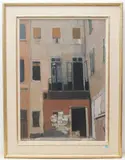 Façade Italienne au balcon" 1964 by Adrien Holy, oil on canvas, sold Sep 2020