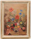 Grosses Blumenstillleben by Margherita Osswald-Toppi, oil on board, sold Sep 2020