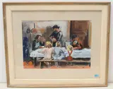 Le goûter à la ferme by Charles Clément, gouache, sold Sep 2020