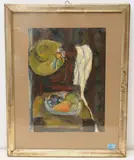 Chaise avec fruits, chapeau et linge blanc by Marie-Hélène Clément, 1939, gouache, offered Sep 2020
