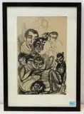 Köpfe by Hermann Huber, ink, sold Sep 2020