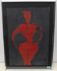 Weiblicher Akt in Rot by Walter Arnold Steffen, 1969, watercolor, offered Sep 2020