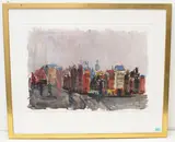 Brücke mit Stadtsilhouette by Paul Stöckli, watercolor, offered Sep 2020