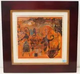 Landschaft in Orange by Hans Rudolf Strupler, mixed media, sold Sep 2020