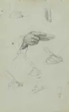 Handstudien (recto) / Studie eines sitzenden Bauern (verso) by Albert Anker, pencil, sold Jun 2020
