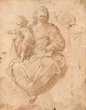 Madonna mit Kind by Simone Barabino, pen and ink, sold Jun 2020