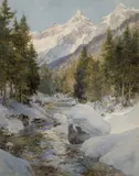 Winter im Blühnbachtal by Edward Theodore Compton, watercolor, sold Jun 2020