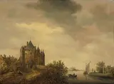 zugeschrieben Flusslandschaft mit Blick auf eine Burg by Jan Josefz van Goyen, 1644, oil on panel, sold Jun 2020