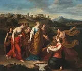 Umkreis Die Auffindung des Moses by Sébastien Bourdon, oil on canvas, offered Jun 2020