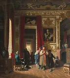 Dachauer Bauern im Neuen Schloss Schleissheim by Reinhard Sebastian Zimmermann, 1862, oil on canvas, sold Jun 2020