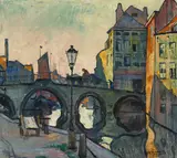 Blick auf die Mecheler Hoogbrug by Achille Van Sassenbrouck, 1920, oil on canvas, sold Jun 2020