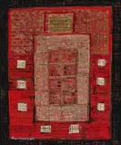 Komposition in Rot by Jafar Rouhbakhsh, mixed media, offered Jun 2020