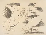 Figuren in Bewegung by Willi Baumeister, 1947, charcoal, sold Jun 2020
