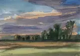 Stürmischer Herbsttag mit Baumgruppe by Christian Modersohn, 1997, watercolor, offered Jun 2020