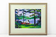 Adirondack View by Jim DeWitt, 1990, gouache on paper, sold Nov 2022
