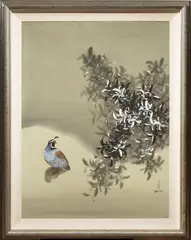 Quail in Winter by David Lee, oil on canvas, sold Nov 2022