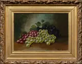 Still Life with Grapes by Mabel Lemos, oil on canvas, sold Dec 2022