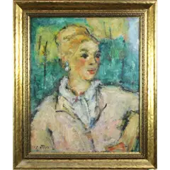 Portrait of a Blonde Woman by Paul Crotto, oil on canvas, sold Dec 2022