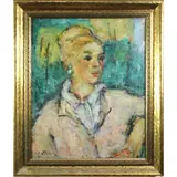 Portrait of a Blonde Woman by Paul Crotto, oil on canvas, sold Dec 2022