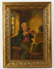 violinist by Alexander Austen, oil on canvas, sold Jan 2026