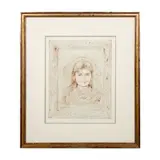 1917-2014) by Original Lithograph, Sanguine on light blue Rives paper lithograph depicting youn, sold Jan 2024