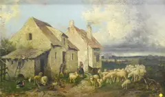 Untitled by John Califano, Oil on Board Gilt Framed 29''x46'' - Some scratching and loss, sold Mar 2024