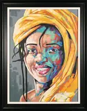 Portrait of a Woman in Yellow Headscarf by Wakaba Mutheki, oil on canvas, sold Dec 2024