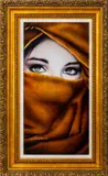 Gold Veil Green Eyes by Patrick Guyton, Mixed Media on Aluminum Panel, sold Sep 2024