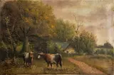 Cows in Landscape by John Parker Davis, Oil on Canvas, sold Sep 2024