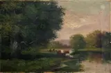 River Landscape with Cows by John Parker Davis, Oil on Canvas, sold Sep 2024