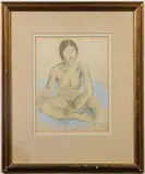 Seated Nude Woman by Raphael Soyer, Mixed Media on Paper, sold Sep 2024