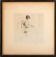 Mother and Child by Arthur William Heintzelman, 1925, Etching, sold Sep 2024